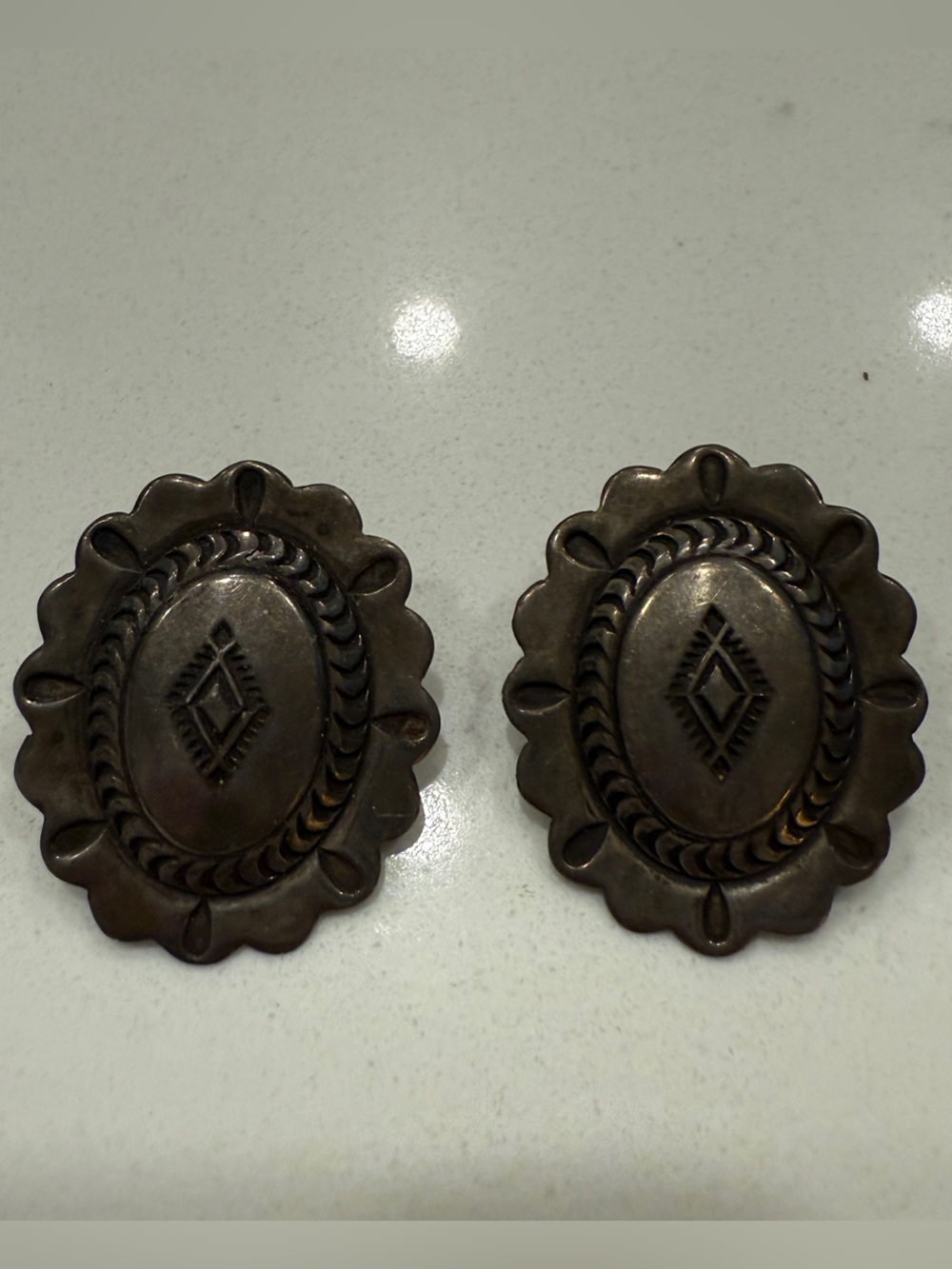 Oval Metal Statement Earrings